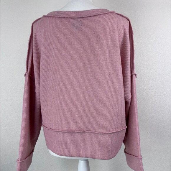 BDG Urban Outfitters women's small pink v-neck oversized wide cropped pullover - Picture 4 of 8